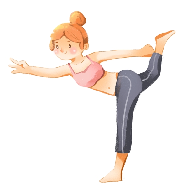 做瑜伽的女孩卡通png素材