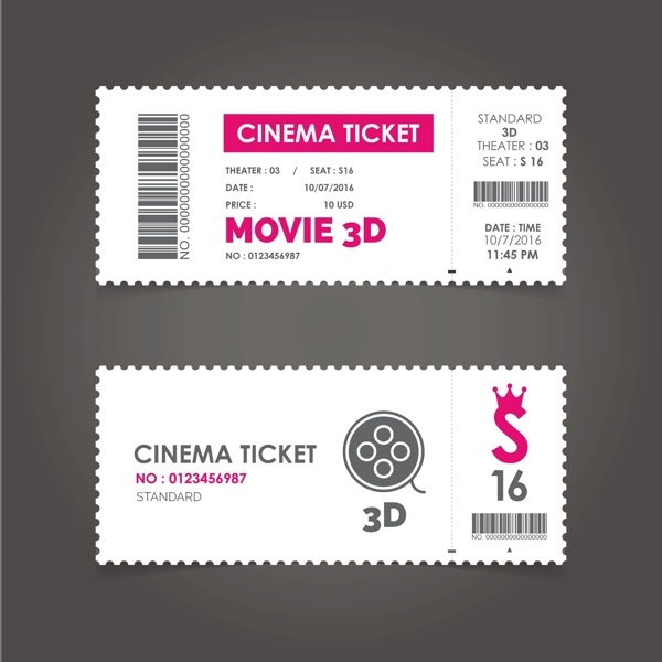 粉红色矢量的电影票