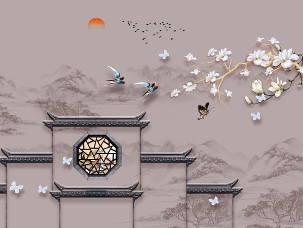 新中式背景墻