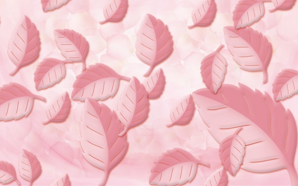 树叶粉色背景立体背景墙壁画