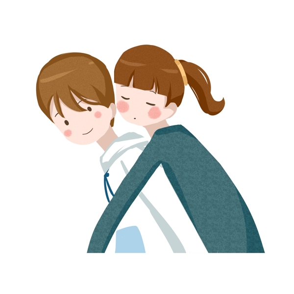 男生背著女生情侶卡通元素