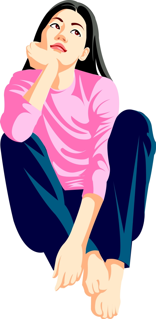 插畫時尚美女百態(tài)美女圖片