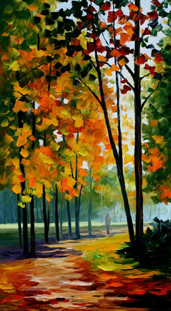 彩色树木油画