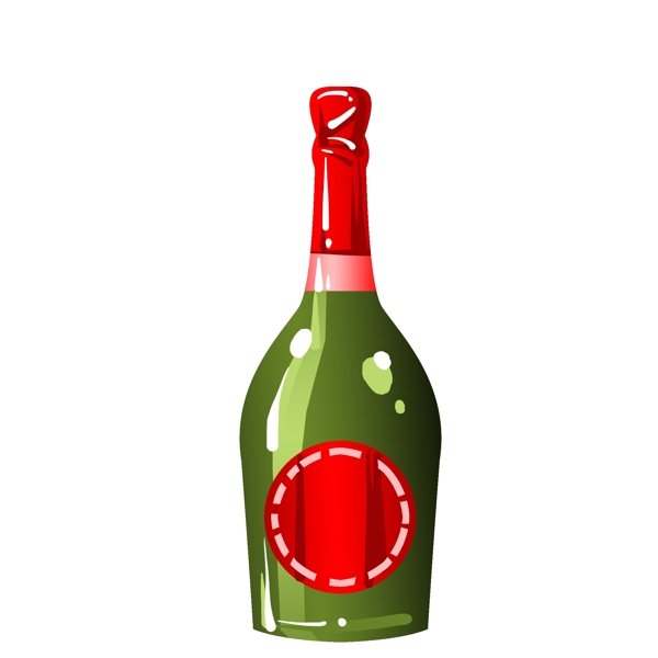 绿色瓶装香槟酒插画
