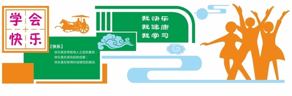 學(xué)會快樂矢量圖校園文化墻