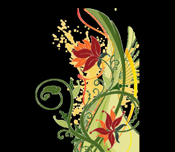 歐式卡通花卉插畫png