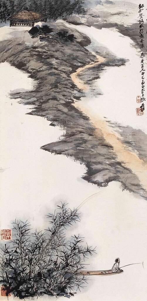 竹林獨(dú)釣圖片