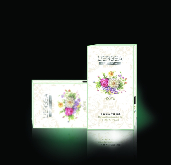化妝品彩盒玫瑰精油平面圖圖片