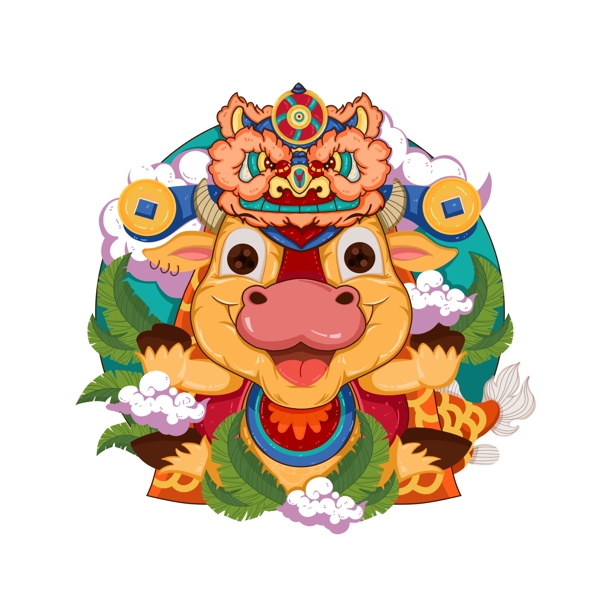 春節(jié)動漫牛形象圖片