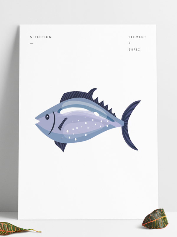 矢量卡通手绘素材精致鱼类食材