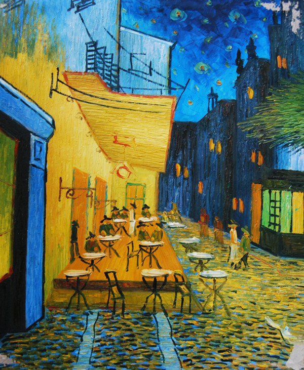 小镇餐厅油画