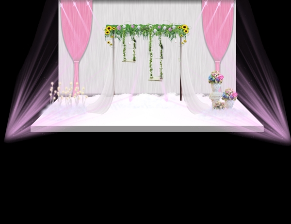 粉色小清新婚礼布置