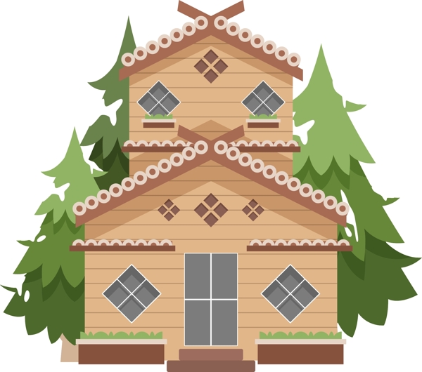 矢量木樓小屋元素