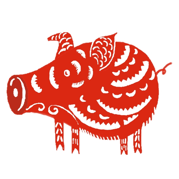 窗花剪紙創(chuàng)意豬圖形元素