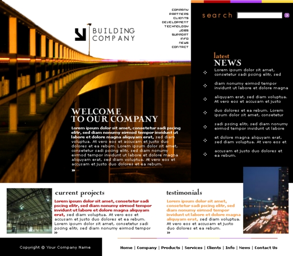 桥梁建筑设计公司网页模板
