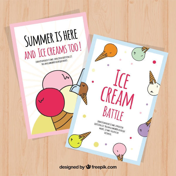 彩色冰淇淋在平面设计卡