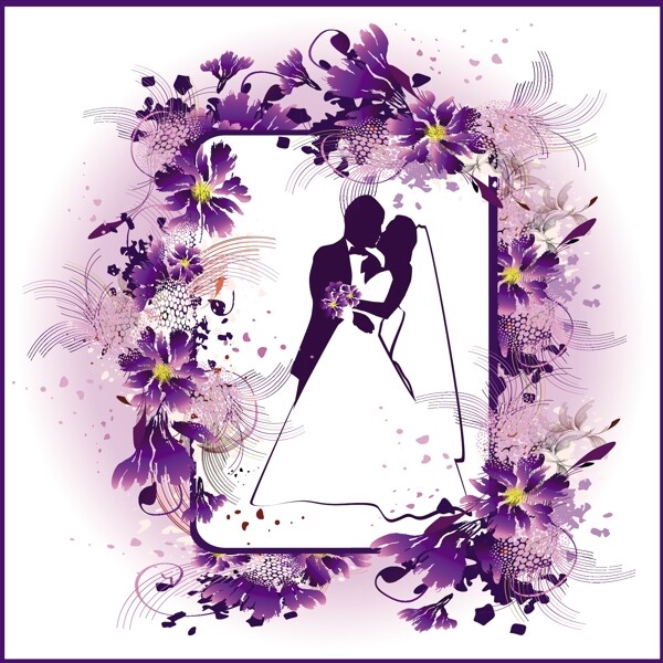 結(jié)婚花朵邊框