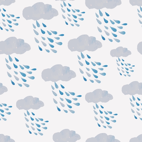水彩多雨的云彩图案