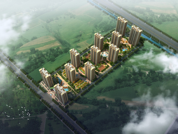 小區(qū)景觀建筑效果圖圖片
