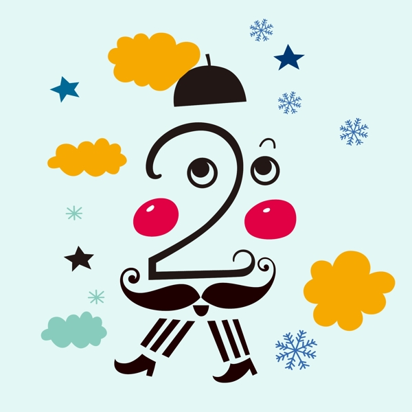 印花矢量圖生活元素云朵雪花胡子免費素材