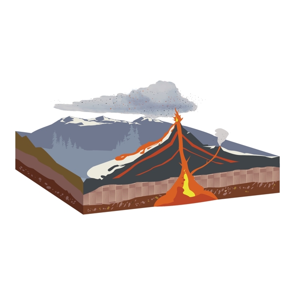 火山喷发解剖矢量素材