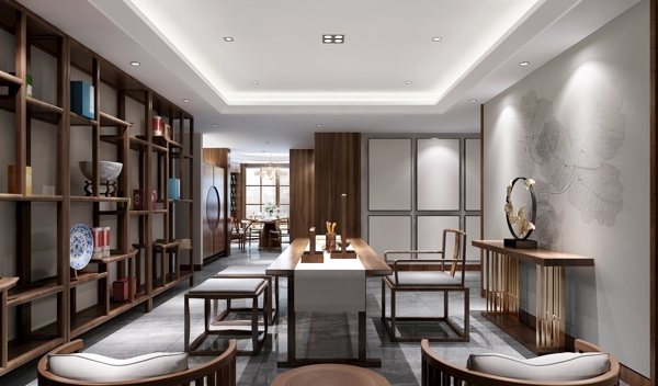 新中式客餐厅3Dmax模型