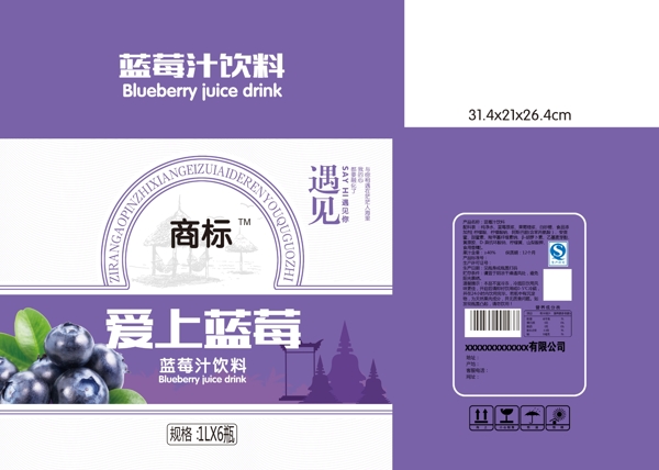 蓝莓汁饮料包装psd模板