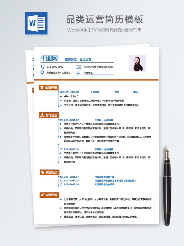 品類運(yùn)營(yíng)個(gè)人簡(jiǎn)歷模板