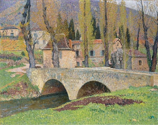HenriMartinTheBridgeinLabastideduVert1930畫家風景畫靜物油畫建筑油畫裝飾畫