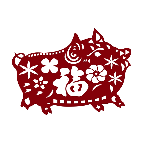 红色喜庆猪猪装饰素材