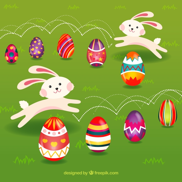 卡通兔子和彩蛋图片