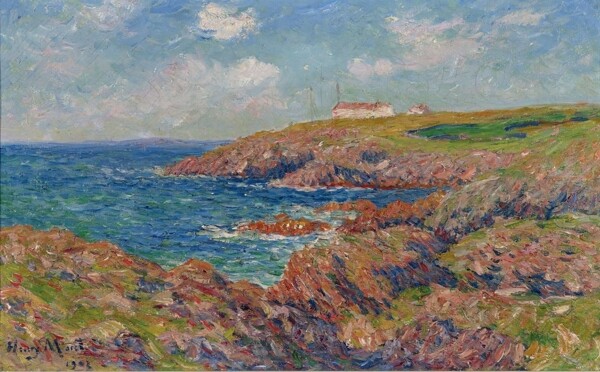 HenryMoretTheSemaphoreCotedeBretagne1902畫(huà)家風(fēng)景畫(huà)靜物油畫(huà)建筑油畫(huà)裝飾畫(huà)