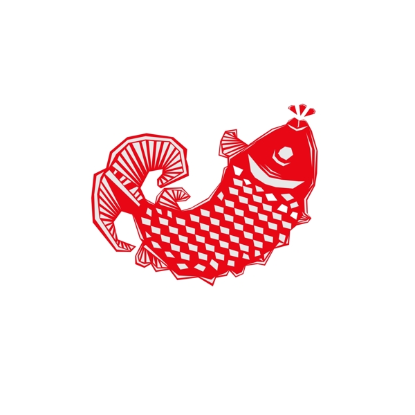 中国风创意鲤鱼窗花剪纸装饰图案元素