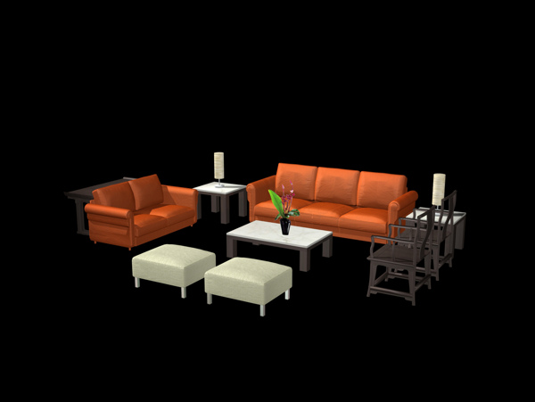沙发组合3d模型家具效果图48