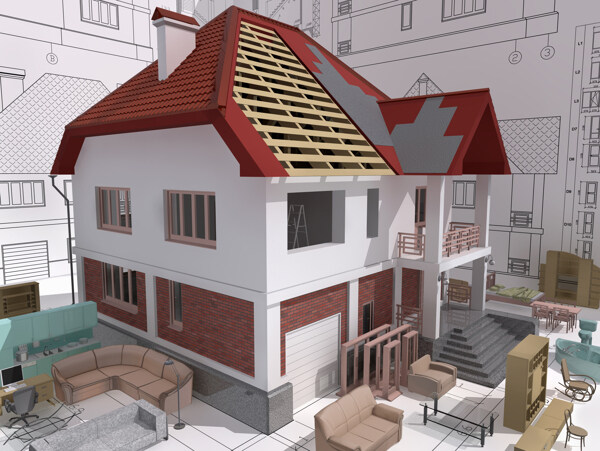 3D建筑模型与建筑图纸