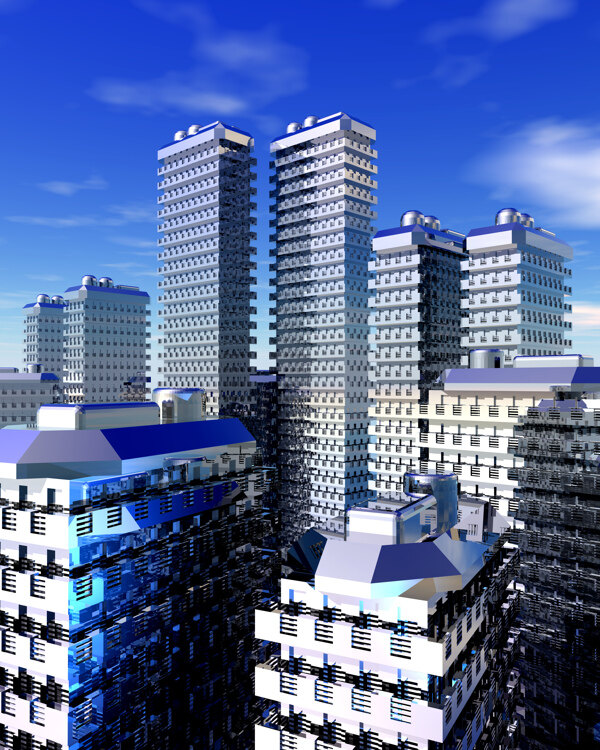 商業(yè)空間樓房建筑效果圖高樓大廈高科技區(qū)水滴科幻