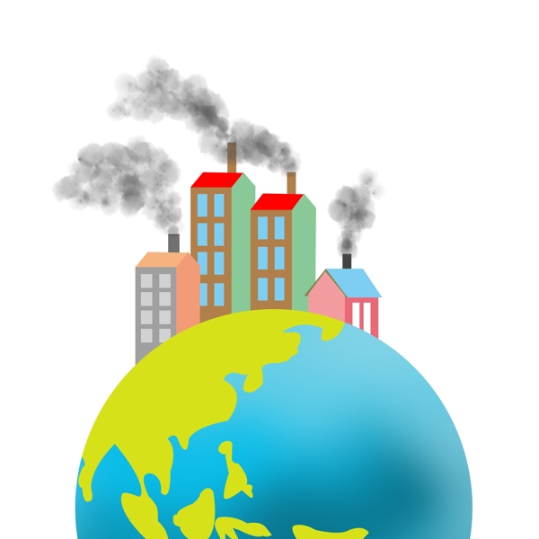 手绘地球大气污染元素图片