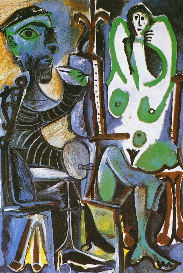 1963Lepeintreetsonmod濡塭5西班牙画家巴勃罗毕加索抽象油画人物人体油画装饰画