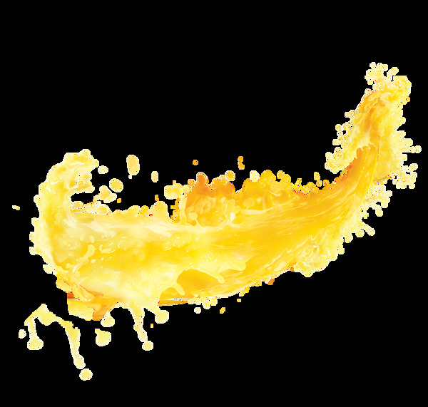 秋日水墨黄色果汁透明素材