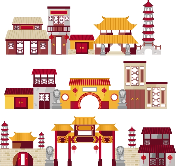 复古风格中国古建筑图片