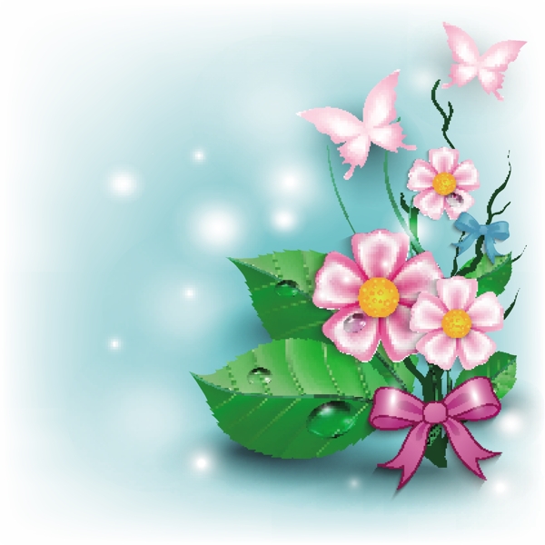 蝴蝶背景蝴蝶花矢量素材