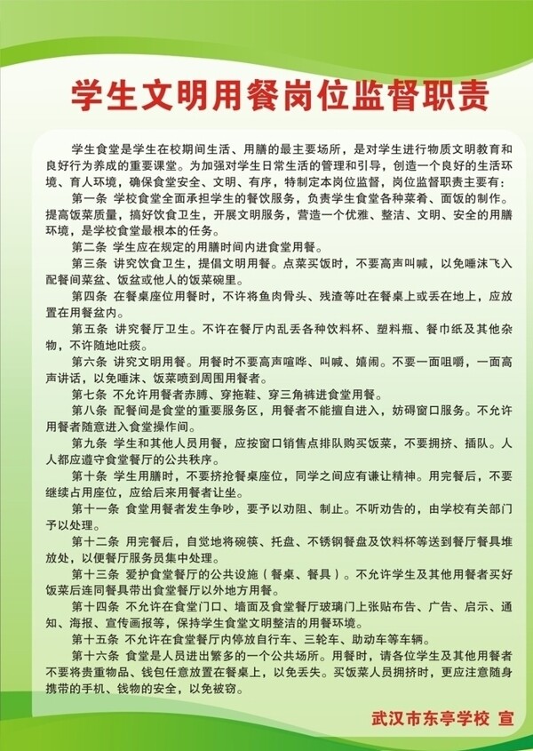 学生文明用餐岗位监督职责
