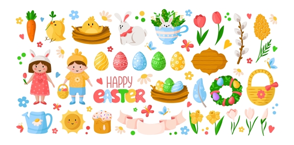 复活节彩蛋卡通兔子儿童