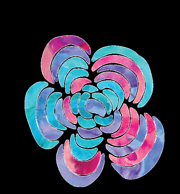 波瀾花朵卡通水彩透明素材