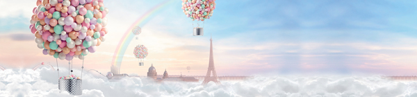 熱氣球唯美清新背景banner
