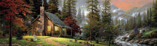 卡通森林木屋背景