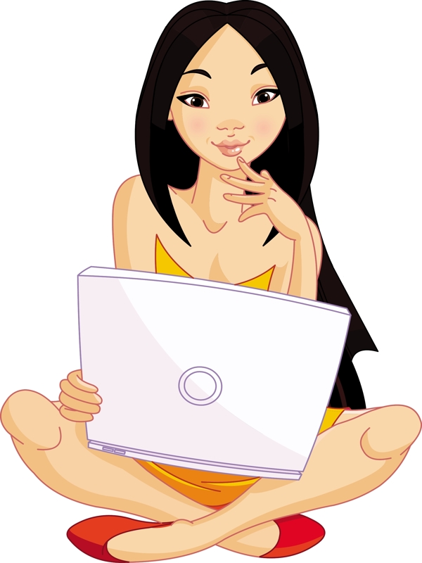 與計算機中的設(shè)計元素矢量03的女孩