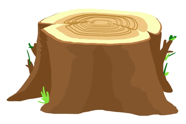 木质木墩卡通插画