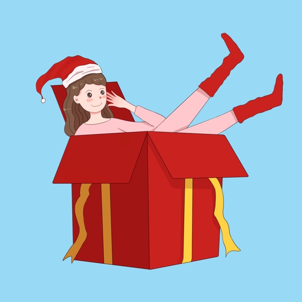 礼物盒里的圣诞少女图片