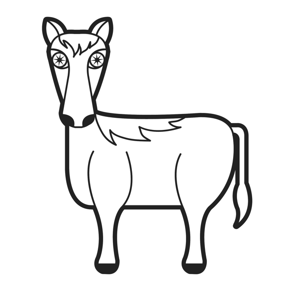 印花矢量圖動物馬色彩黑白色免費素材